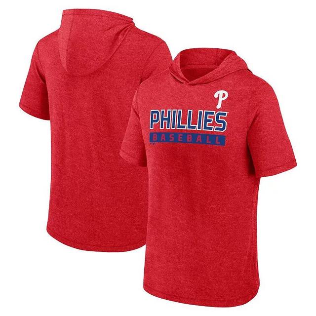 Mens Fanatics Heather Philadelphia Phillies Push Short Sleeve Pullover Hoodie Product Image