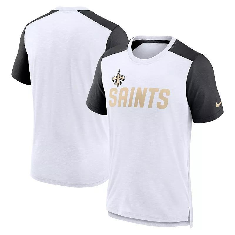 Mens Nike White/Heathered Black New Orleans Saints Color Block Team Name T-Shirt Product Image