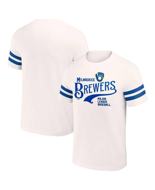 Mens Darius Rucker Collection By Fanatics Cream Distressed Milwaukee Brewers Yarn Dye Vintage-Like T-shirt Product Image