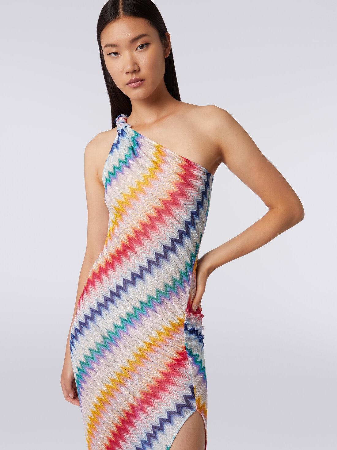 Long one-shoulder cover up with zigzag print Multicoloured | Missoni Product Image