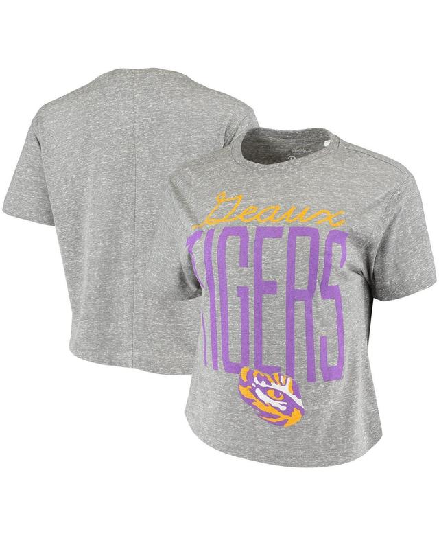 Womens Pressbox Heathered Gray Lsu Tigers Sanibel Knobi Crop T-shirt Product Image