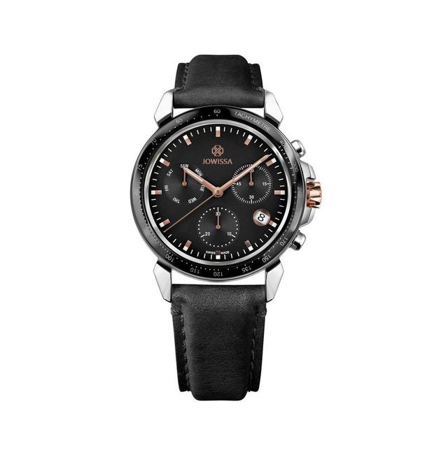 Jowissa LeWy 9 Swiss Mens 42mm Watch Rose Gold Dial - Black Product Image