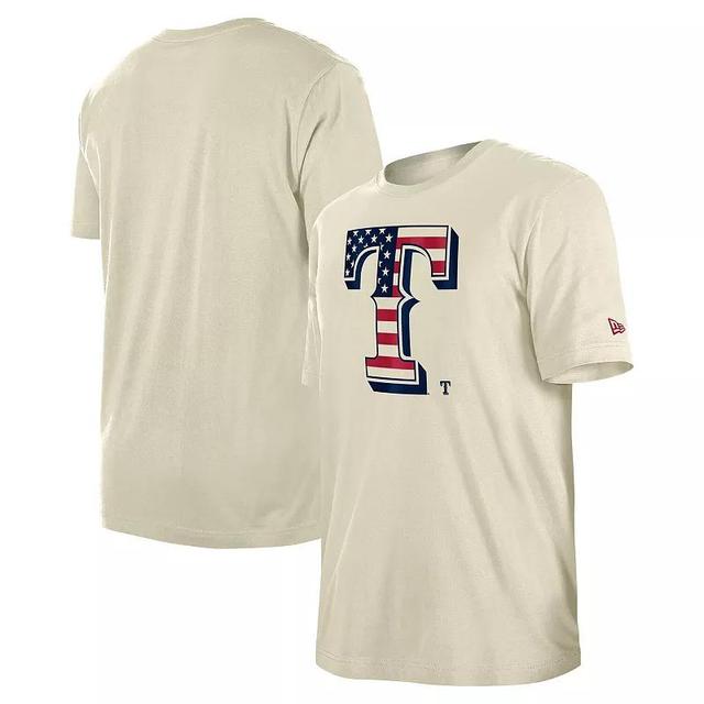 Mens New Era Cream Texas Rangers 4th of July Flag Fill T-Shirt Product Image