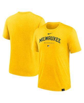 Mens Nike Heather Gold Milwaukee Brewers Authentic Collection Early Work Tri-Blend Performance T-shirt Product Image