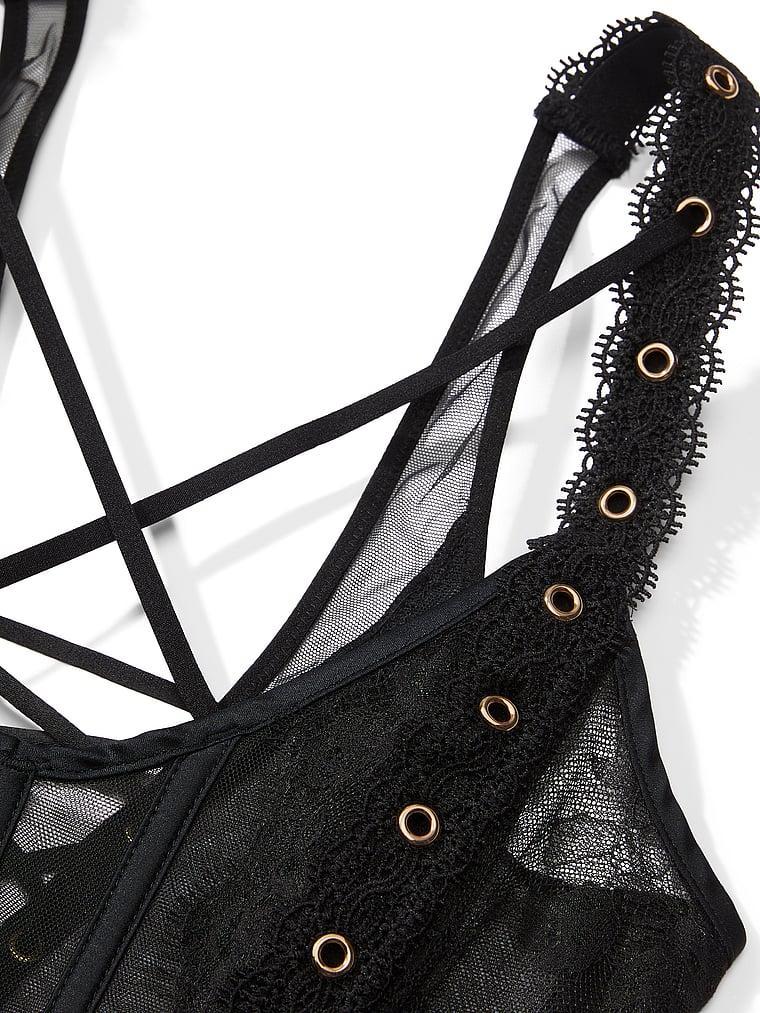 Rose Lace & Grommet Strappy Corset Top Product Image