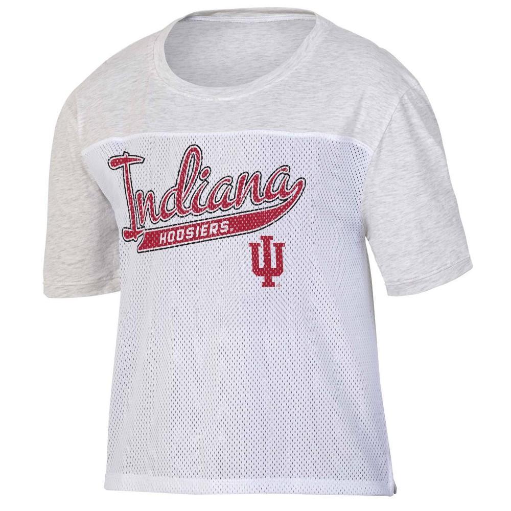 NCAA Indiana Hoosiers Womens White Mesh Yoke T-Shirt Product Image