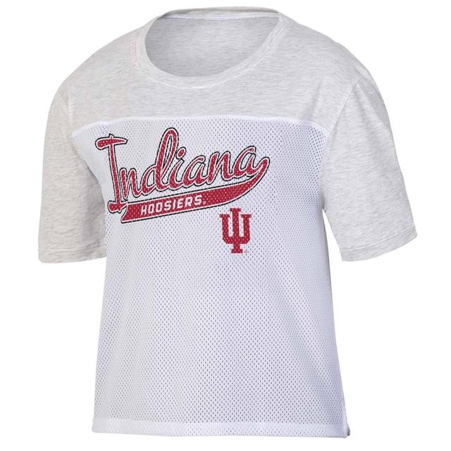 NCAA Indiana Hoosiers Womens White Mesh Yoke T-Shirt Product Image