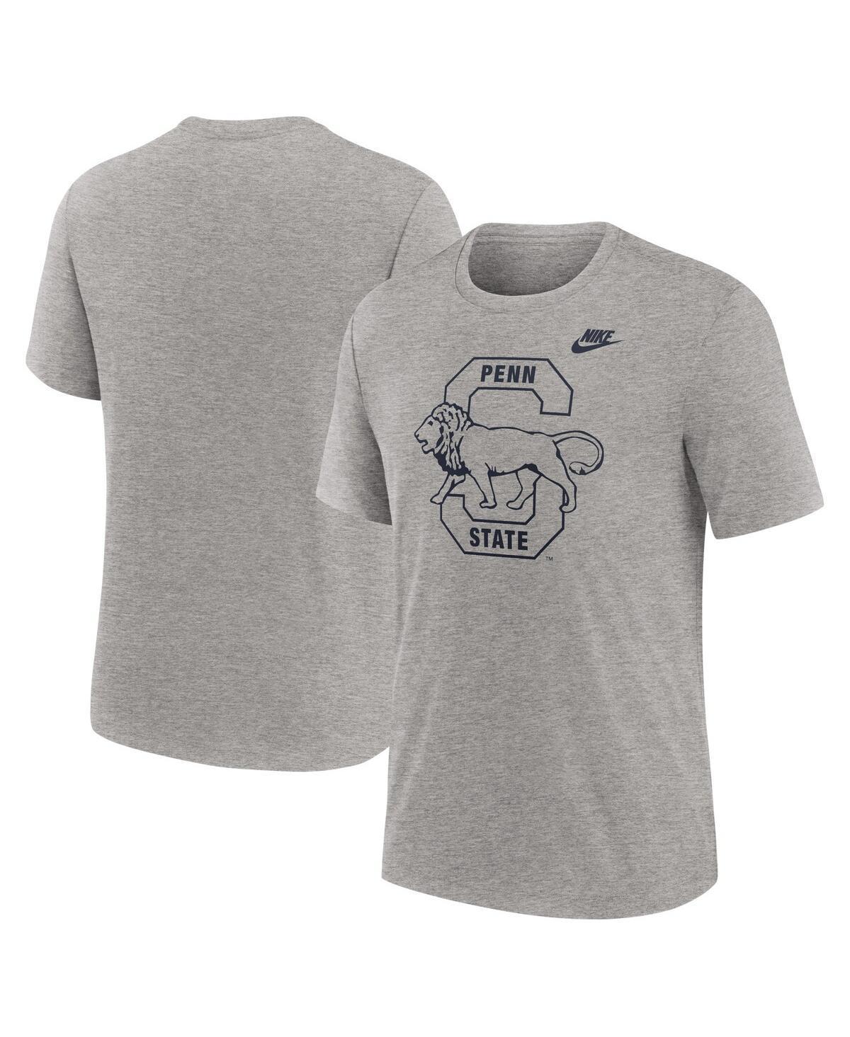 Nike Mens Heather Gray Penn State Nittany Lions Blitz Evergreen Legacy Primary Tri-Blend T-Shirt Product Image