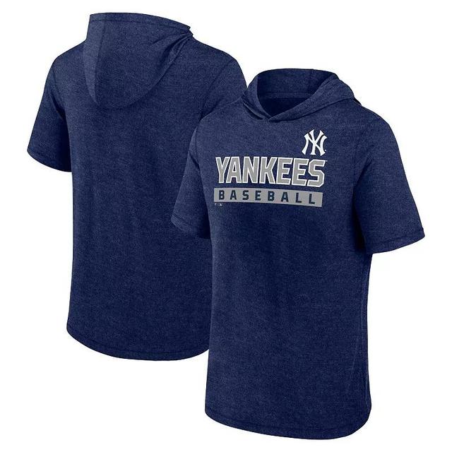 Mens Profile New York Yankees Big & Tall Short Sleeve Pullover Hoodie Blue Product Image