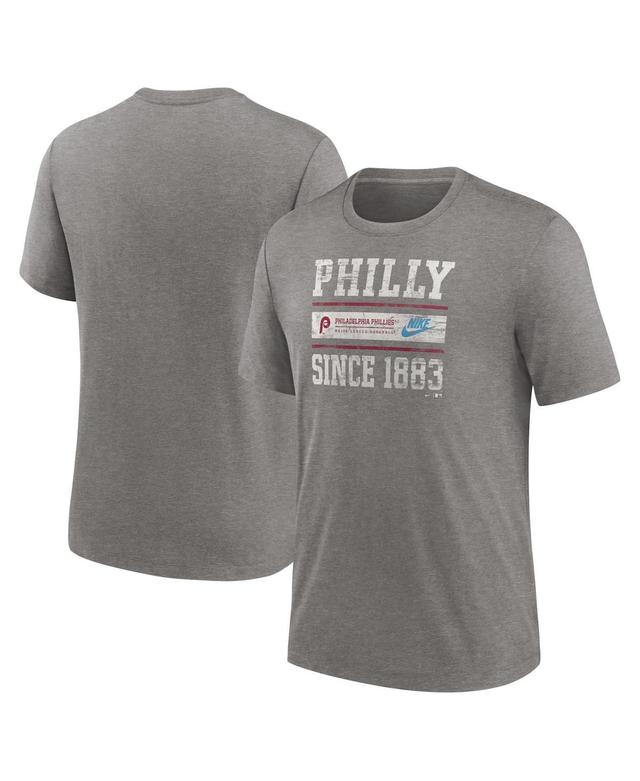 Nike Mens Heather Charcoal Philadelphia Phillies Cooperstown Collection Local Stack Tri-Blend T-Shirt Product Image