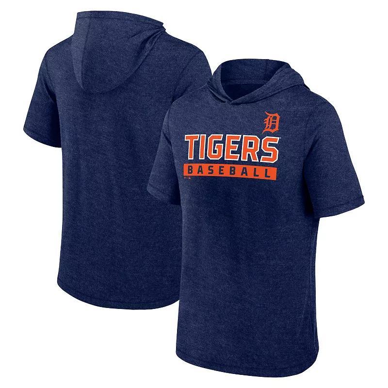 Mens Profile Detroit Tigers Big & Tall Short Sleeve Pullover Hoodie Blue Product Image