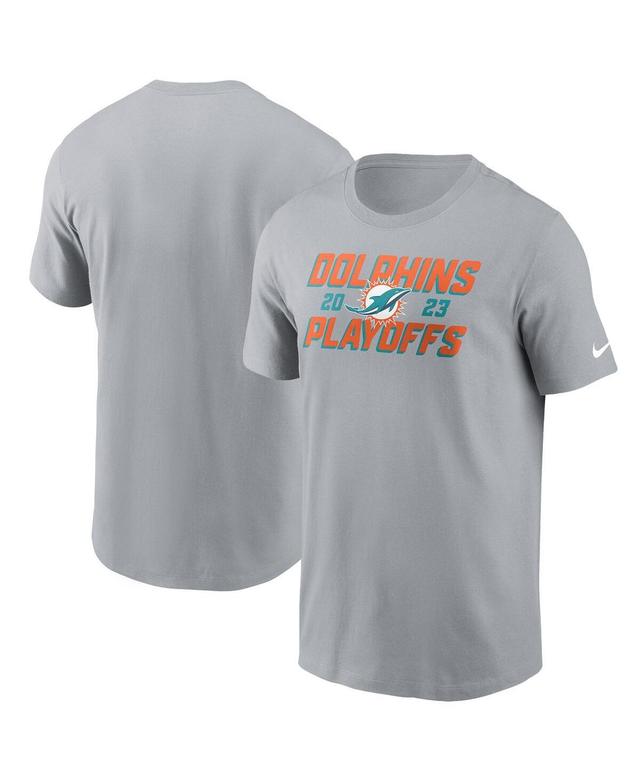 Mens Nike Gray Miami Dolphins 2023 NFL Playoffs Iconic T-Shirt Product Image