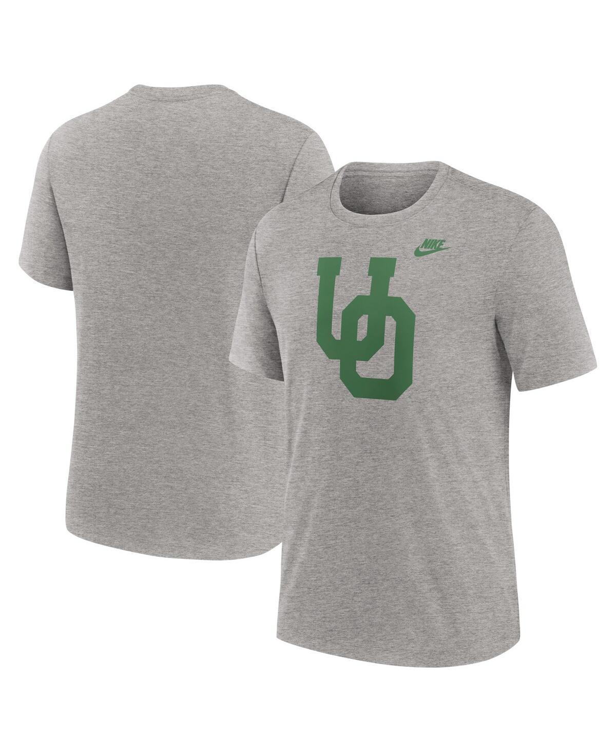 Mens Nike Heather Gray Oregon Ducks Blitz Evergreen Legacy Primary Tri-Blend T-Shirt Product Image