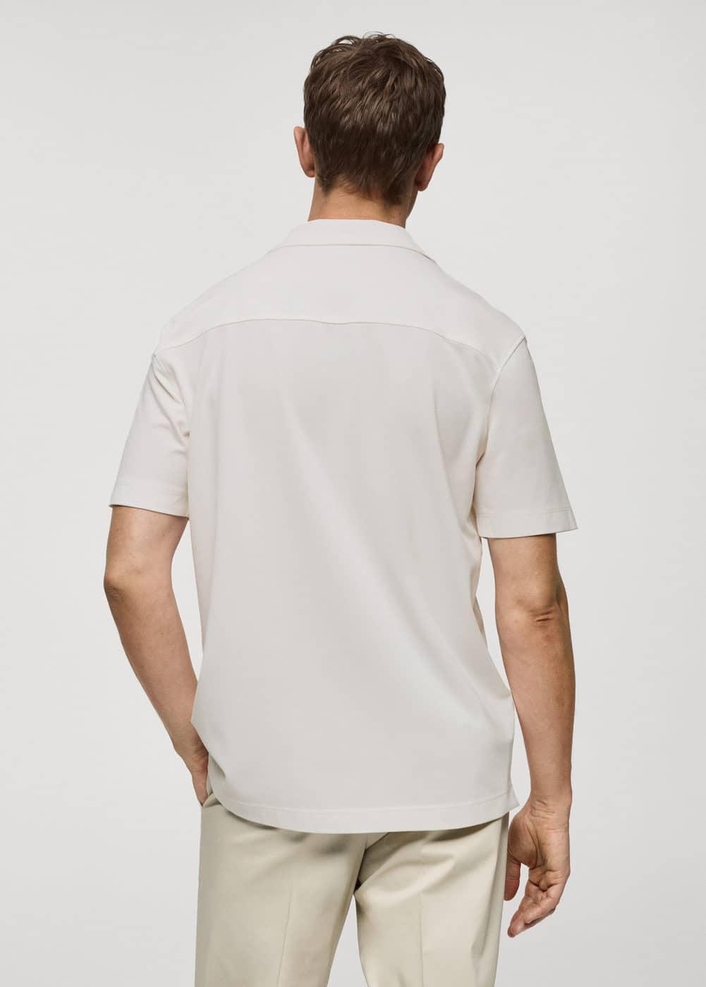 Short sleeved cotton shirt - Men | MANGO USA Product Image