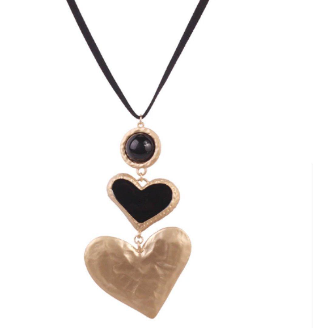 Double Black Heart Necklace Product Image