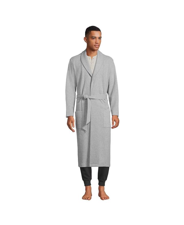 Mens Lands End Cozy Shawl-Collar Waffle-Weave Robe Gray Grey Product Image