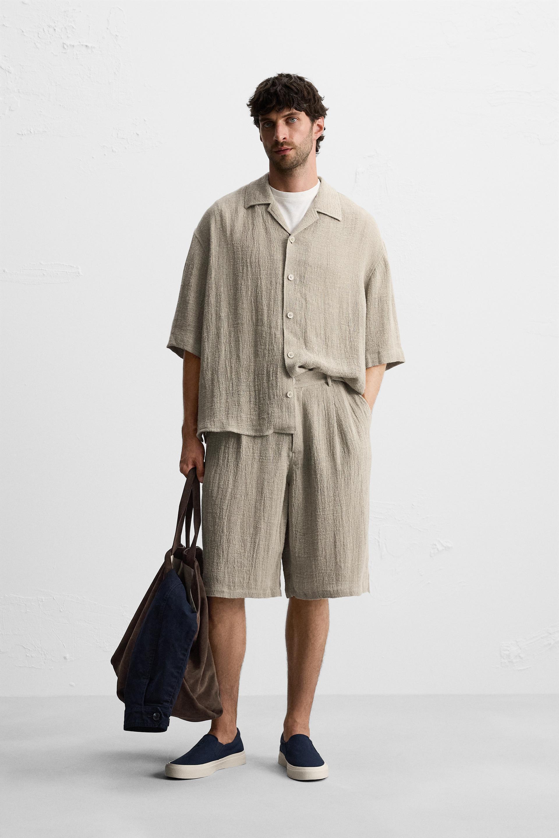 100% LINEN OVERSIZED FIT SHORTS Product Image