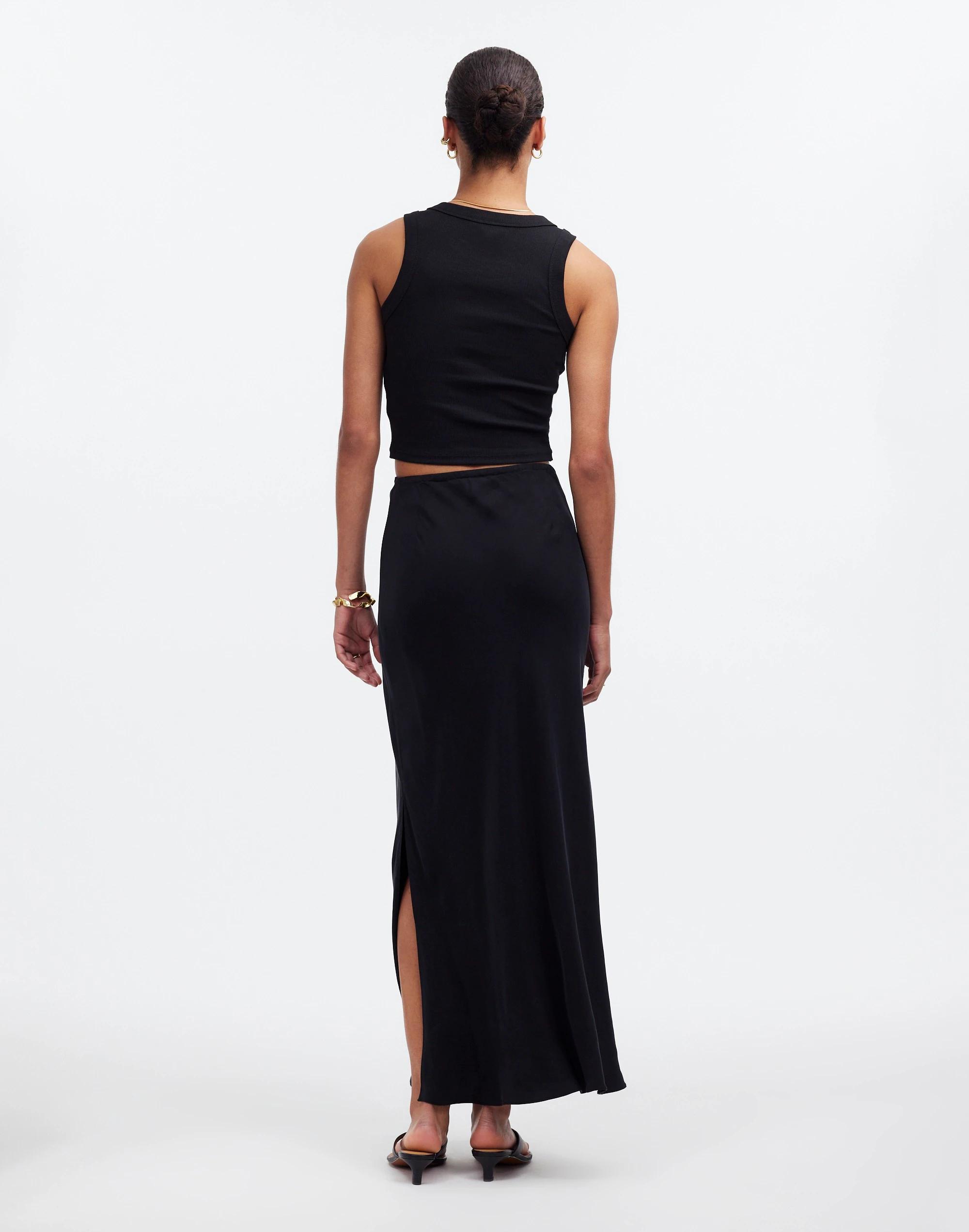 Tie-Waist Maxi Slip Skirt in Cupro Blend Product Image