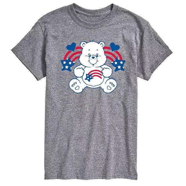 Mens Care Bears America Stars Stripes Graphic Tee Grey Gray Product Image