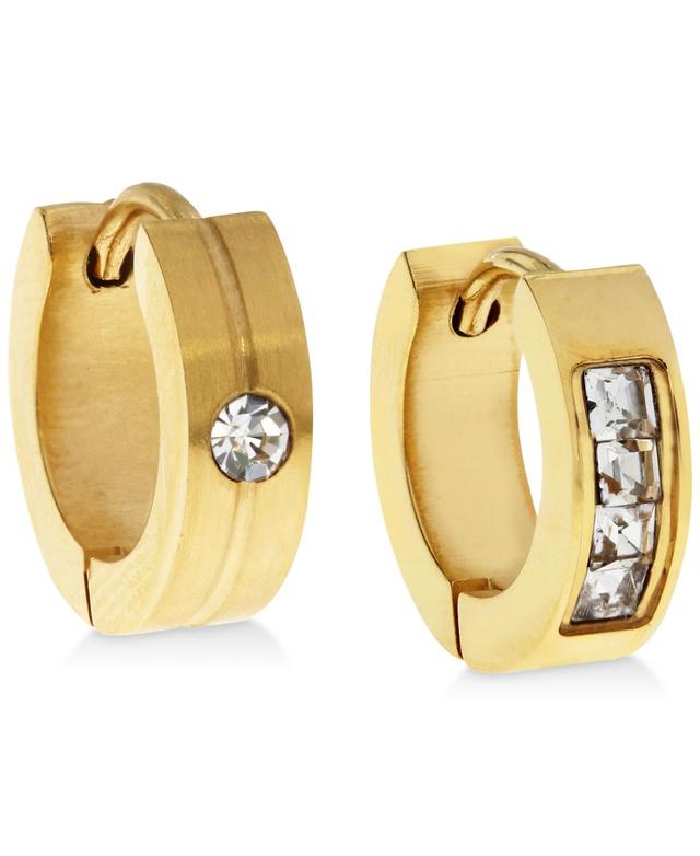 Sutton by Rhona Sutton Mens Gold-Tone Stainless Steel & Cubic Zirconia Mismatch Small Hoop Earringss Product Image