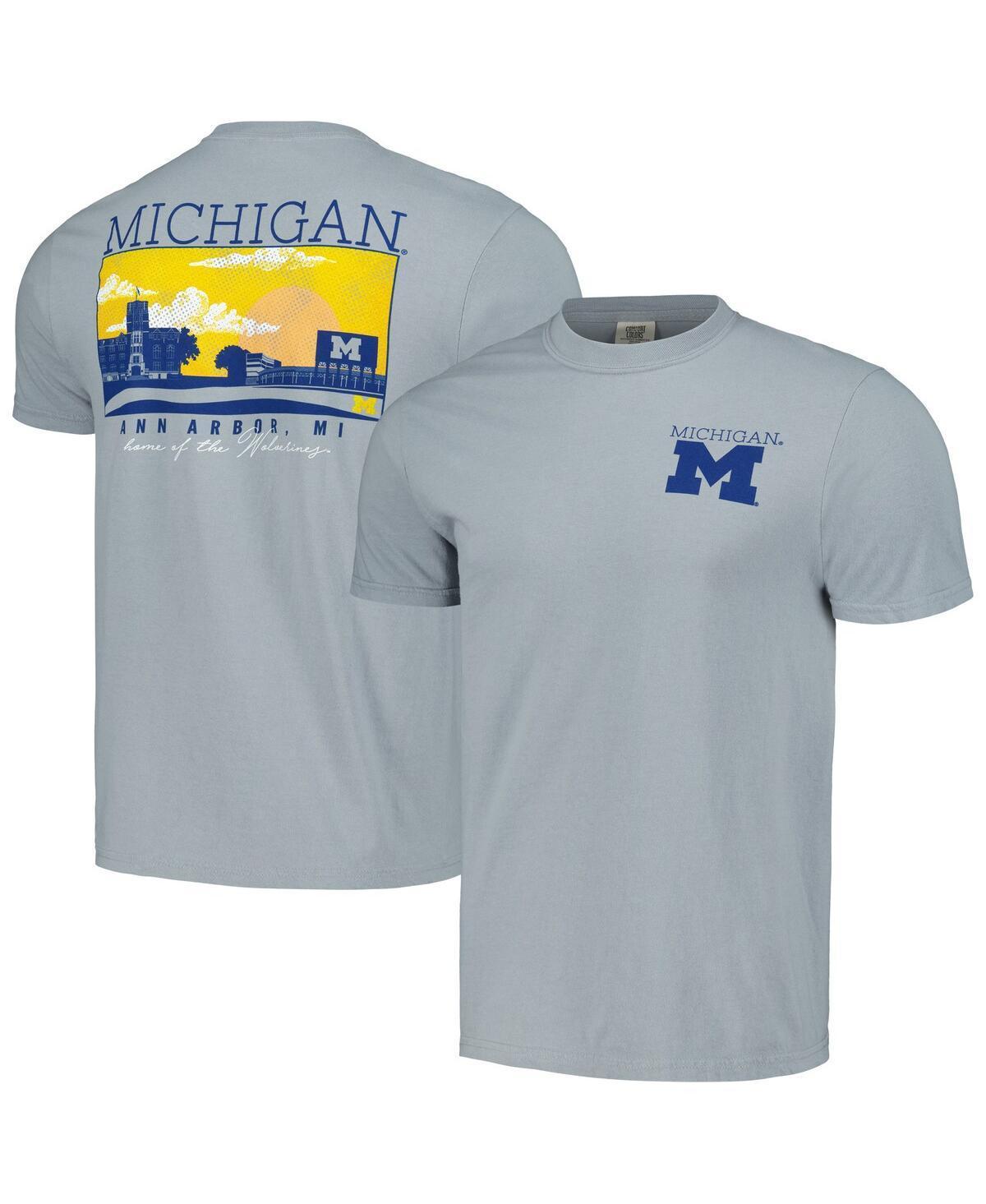 Mens Gray Michigan Wolverines Campus Scene Comfort Colors T-Shirt Product Image