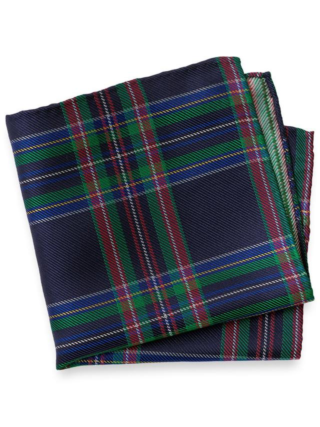 Tartan Silk Pocket Square - Navy Multi Product Image