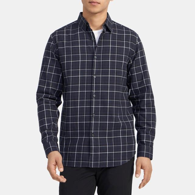 Ombré Grid Cotton Standard-Fit Shirt | Theory Outlet Product Image