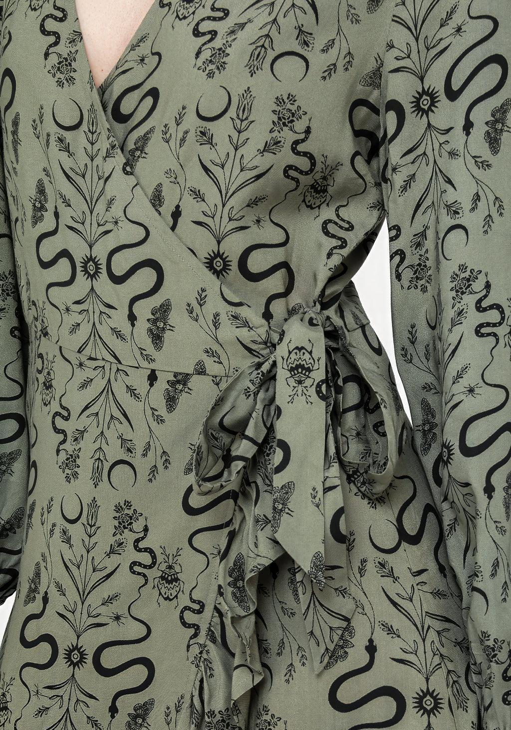 Dominion Snake Print Midi Wrap Dress Product Image