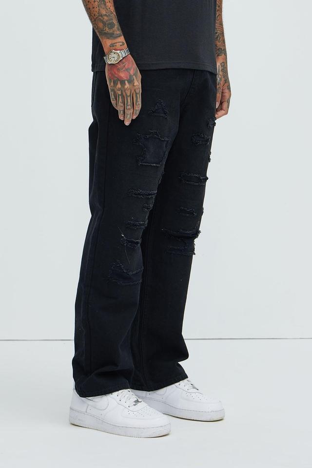 Centola Straight Repaired Pants - Black Product Image