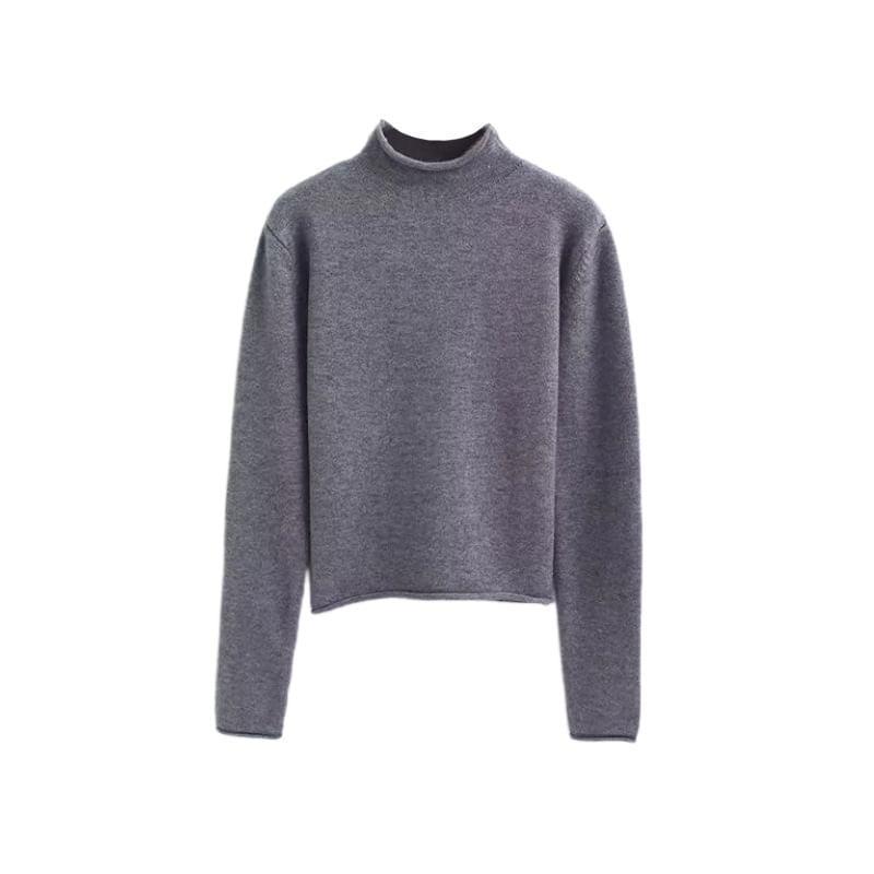 Mock Neck Plain Sweater Product Image