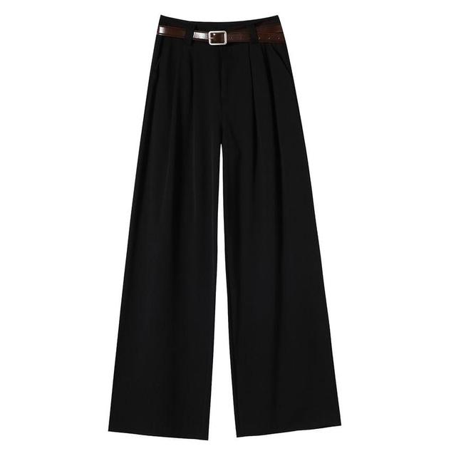 High Waist Plain Wide Leg Slacks (Various Designs) Product Image