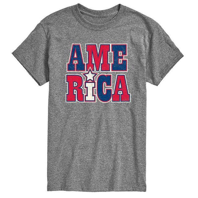 Mens America Stacked Graphic Tee Med Grey Product Image