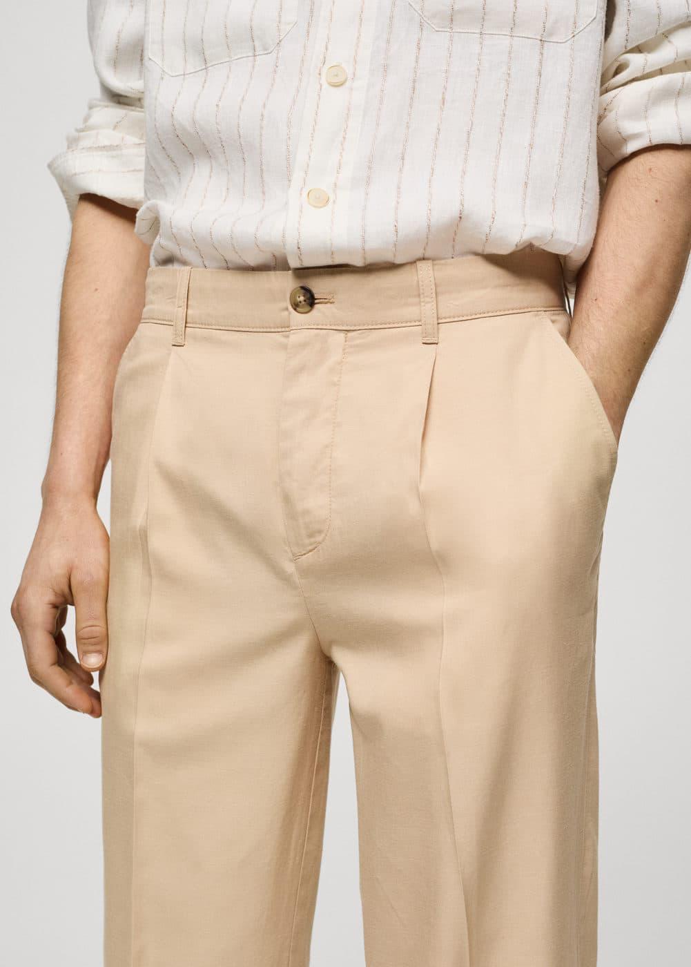 MANGO MAN - Cotton lyocell pleated pants vanillaMen Product Image