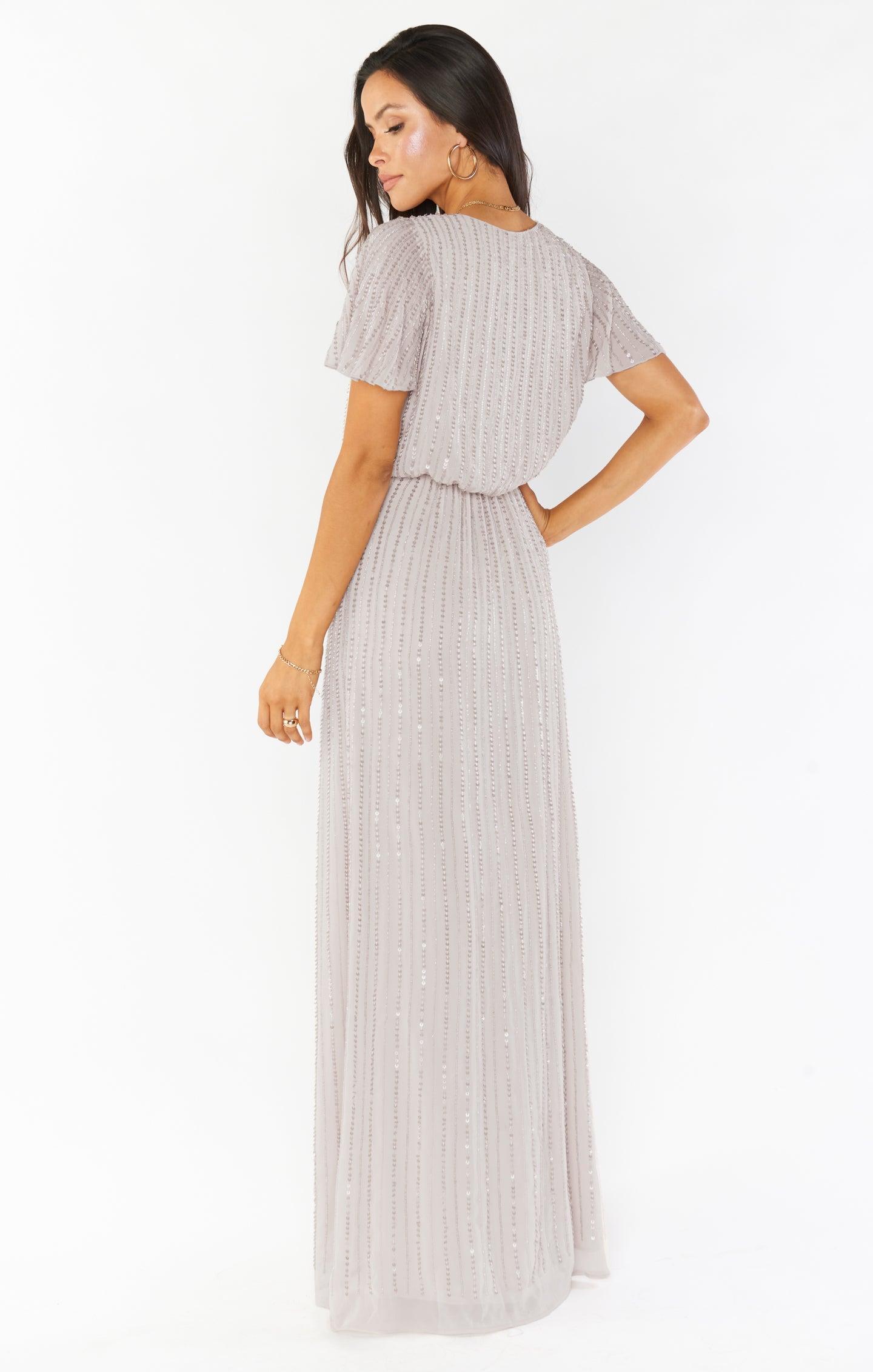 Michelle Flutter Maxi Dress ~ Dove Grey Beaded product image