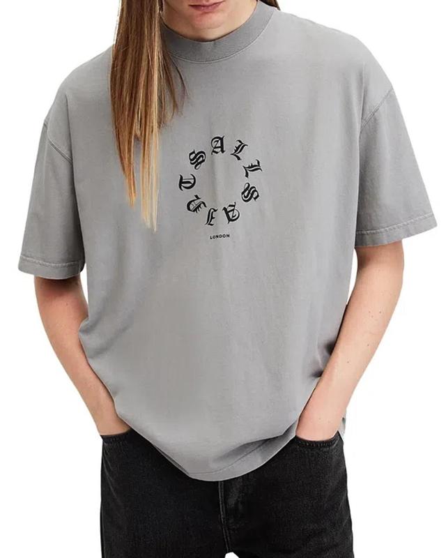 ALLSAINTS Fraktur Oversized Crewneck Graphic Tee In Trinity Grey Product Image