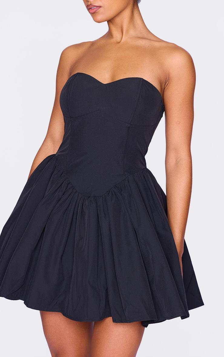 Black Bandeau Corset Detail Shift Dress Product Image