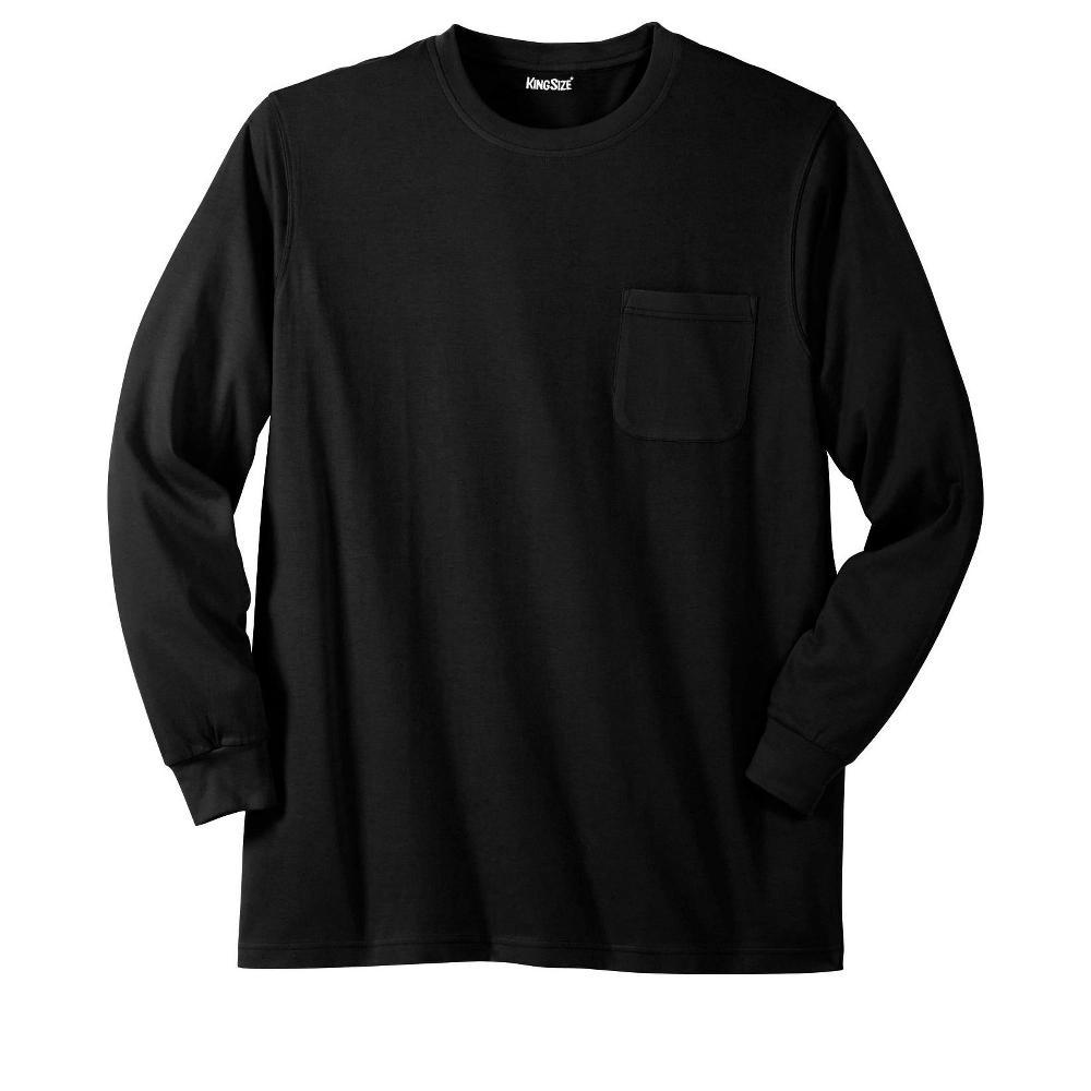 KingSize Men's Big & Tall Shrink-Less Lightweight Long-Sleeve Crewneck Pocket T-Shirt Product Image