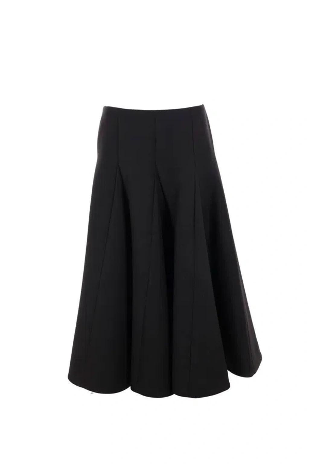 VALENTINO Silk Flounced Midi Skirt In Black Product Image