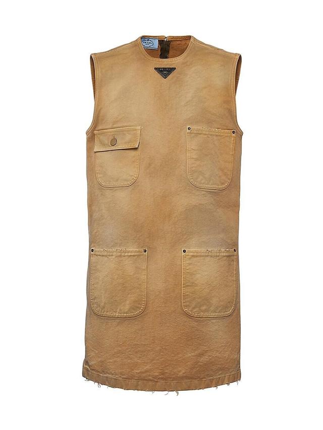 Womens Sleeveless Canvas Mini-Dress Product Image