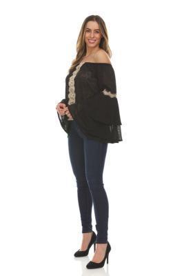 Solid Off The Shoulder Top With Lace Trim Product Image