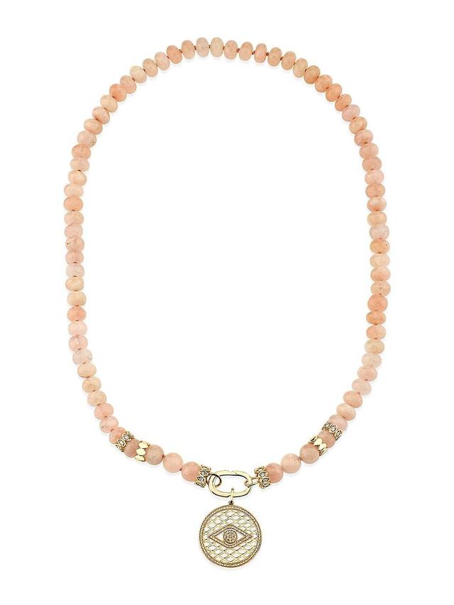 Womens 14K Yellow Gold, Morganite & 0.26 TCW Diamond Fishnet Pendant Necklace Product Image