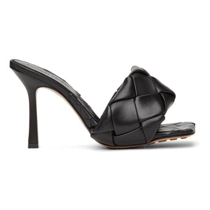 BOTTEGA VENETA Black Intrecciato Lido Heeled Sandals In 1000 Black Product Image