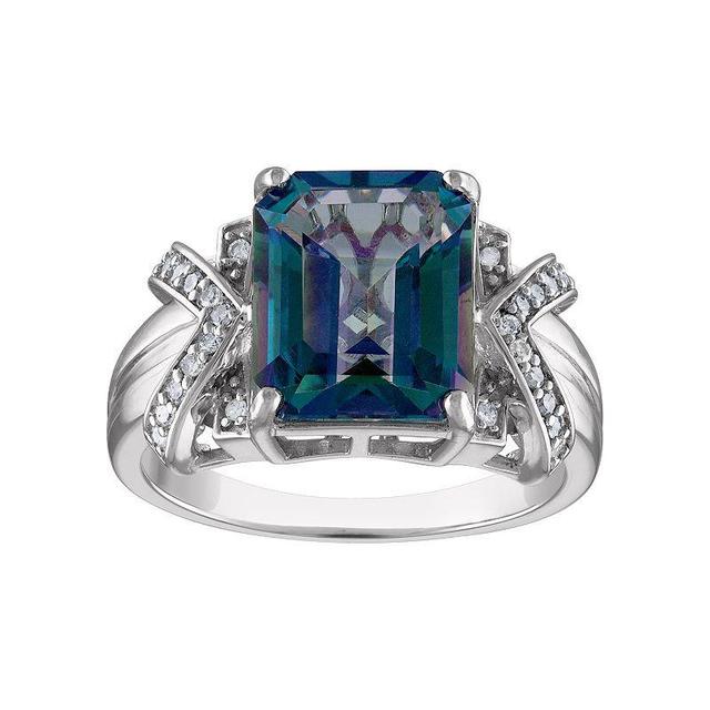 Tiara Sterling Silver Mystic Topaz & 1/8 Carat T.W. Diamond Ring, Womens Product Image