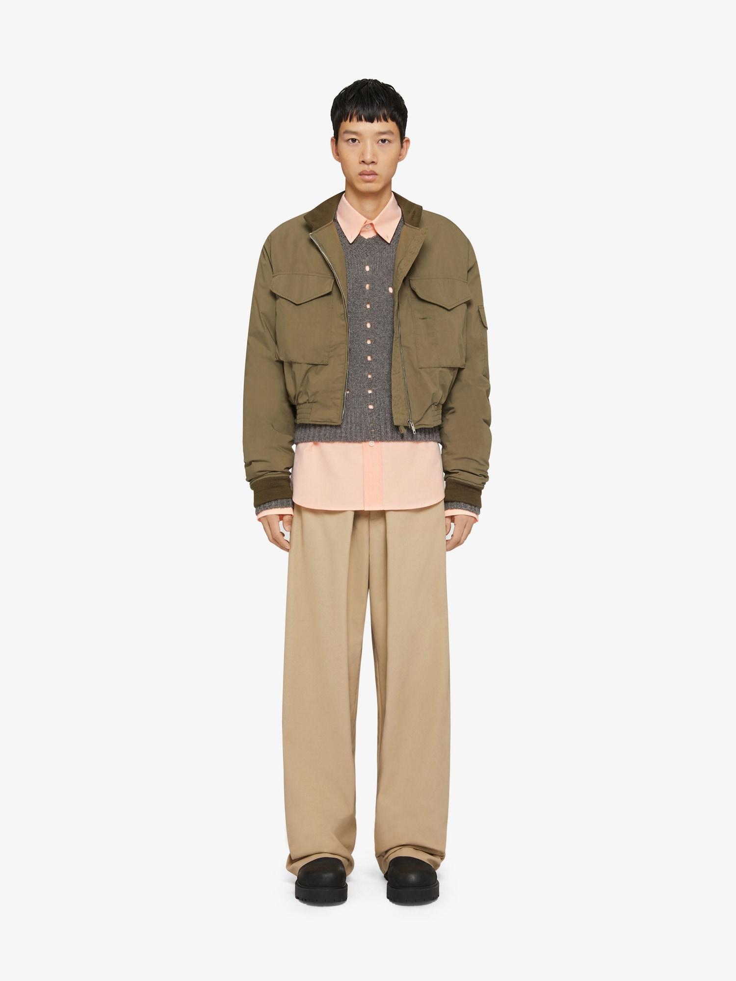 Cropped bomber jacket in cotton Product Image