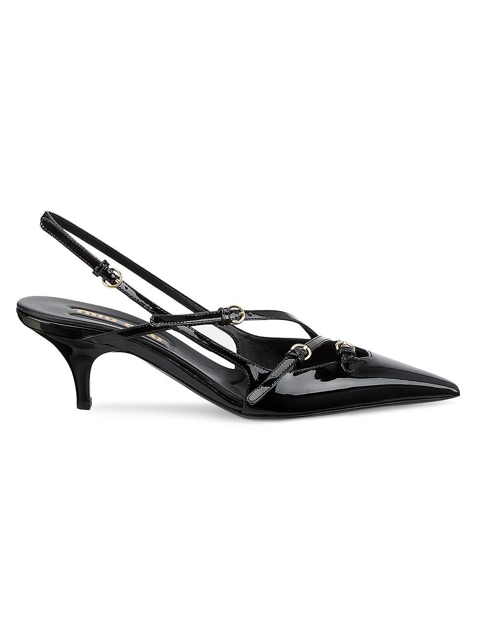 Womens 55MM Patent Leather Multi-Buckle Slingbacks Product Image