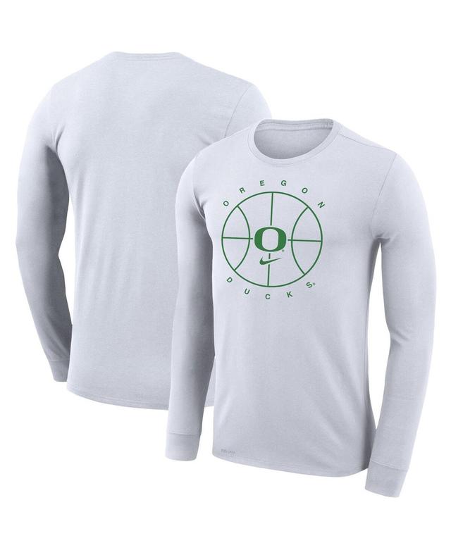 Mens Nike White Oregon Ducks Basketball Icon Legend Performance Long Sleeve T-Shirt Product Image