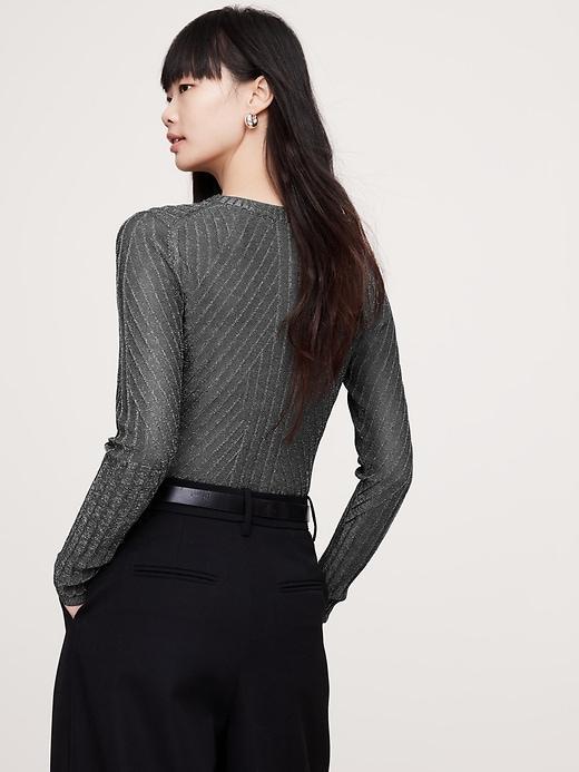 Metallic Ribbed Sweater Top Product Image