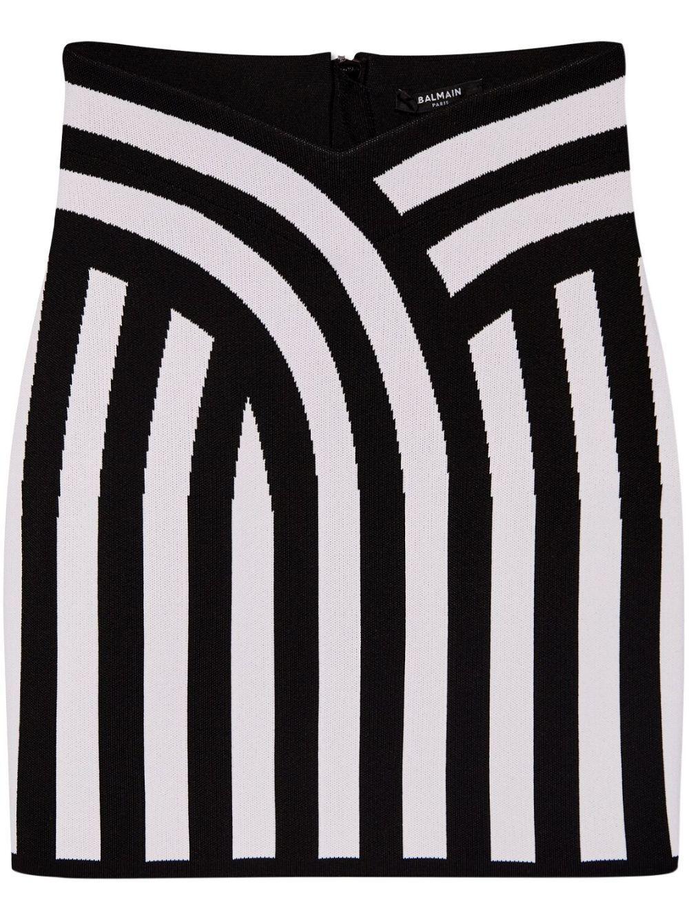 BALMAIN Striped Mini Skirt In V-neckline Waist Product Image