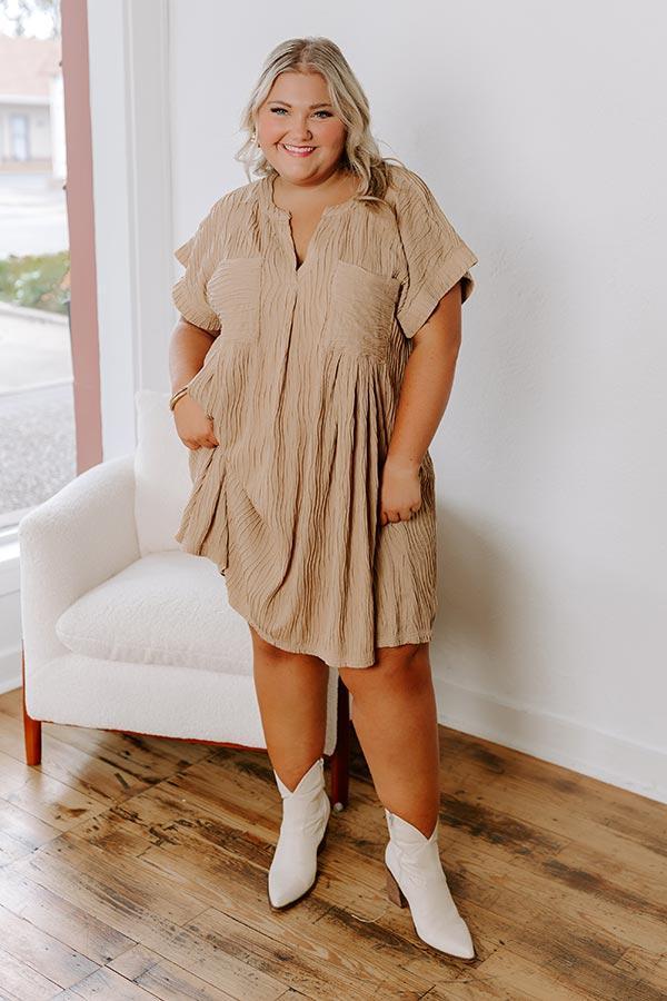 Long Weekend Wonderful Shift Dress In Warm Taupe Curves Product Image