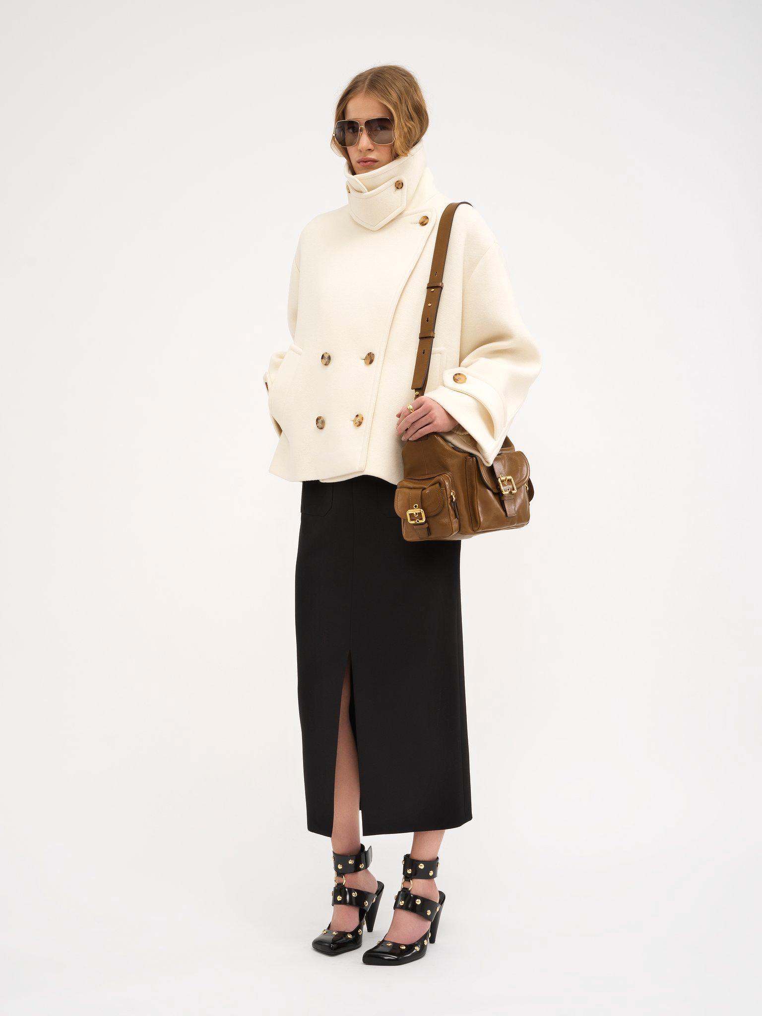 Oversized short coat in wool Product Image